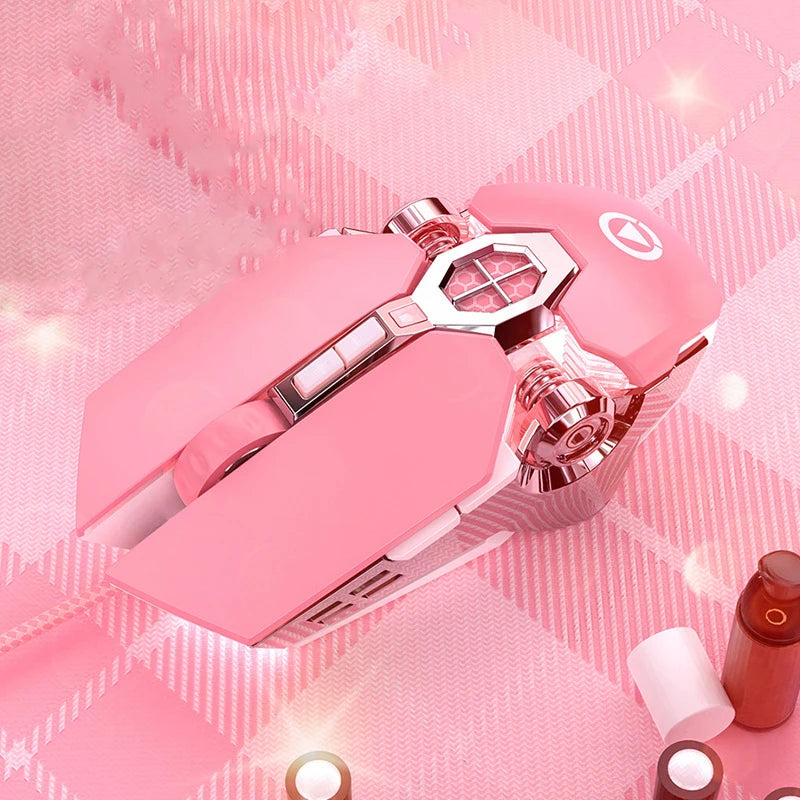 Pink Wired Gaming Mouse with Backlit Light Silent Click 3200DPI for Desktop Laptop PC - Office And Gamer Ergonomic Mice 5312