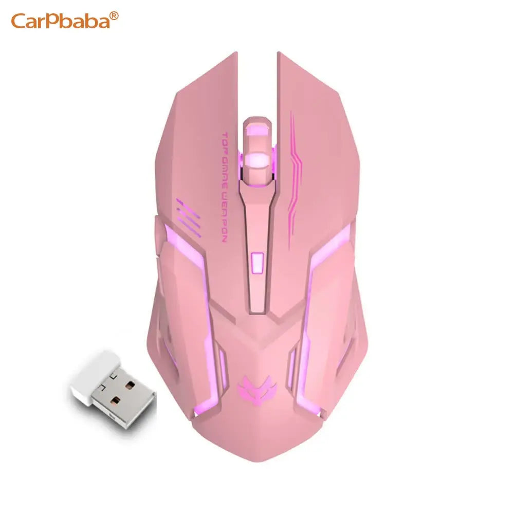 PT1T1 Gaming Pink Mouse Wireless 2.4G Mice Cute Mute Computer Mouse USB Backlight Rechargeable Wireless Mouse For PC IOS Laptop