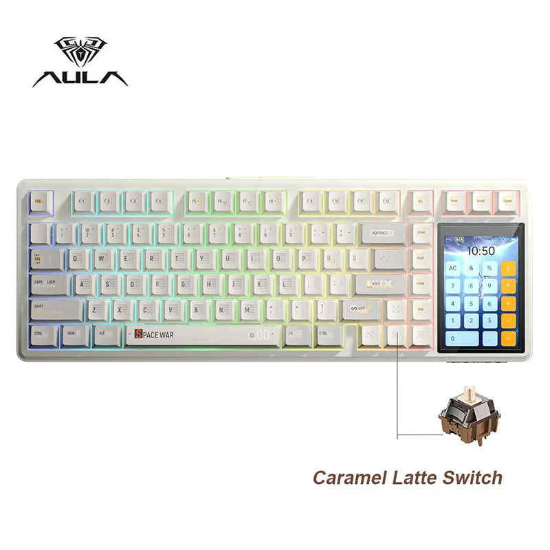 AULA L99 New Screen Display Gaming Keyboard Intelligent Screen Mechanical Keyboard 8000mAh 3 Mode Connection For E-sports Gifts