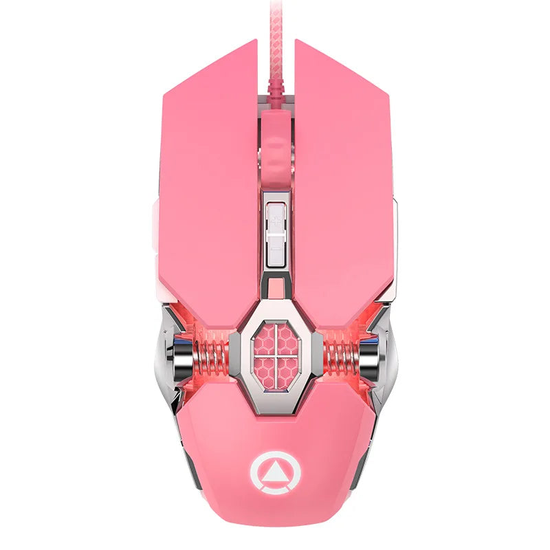 Pink Wired Gaming Mouse with Backlit Light Silent Click 3200DPI for Desktop Laptop PC - Office And Gamer Ergonomic Mice 5312