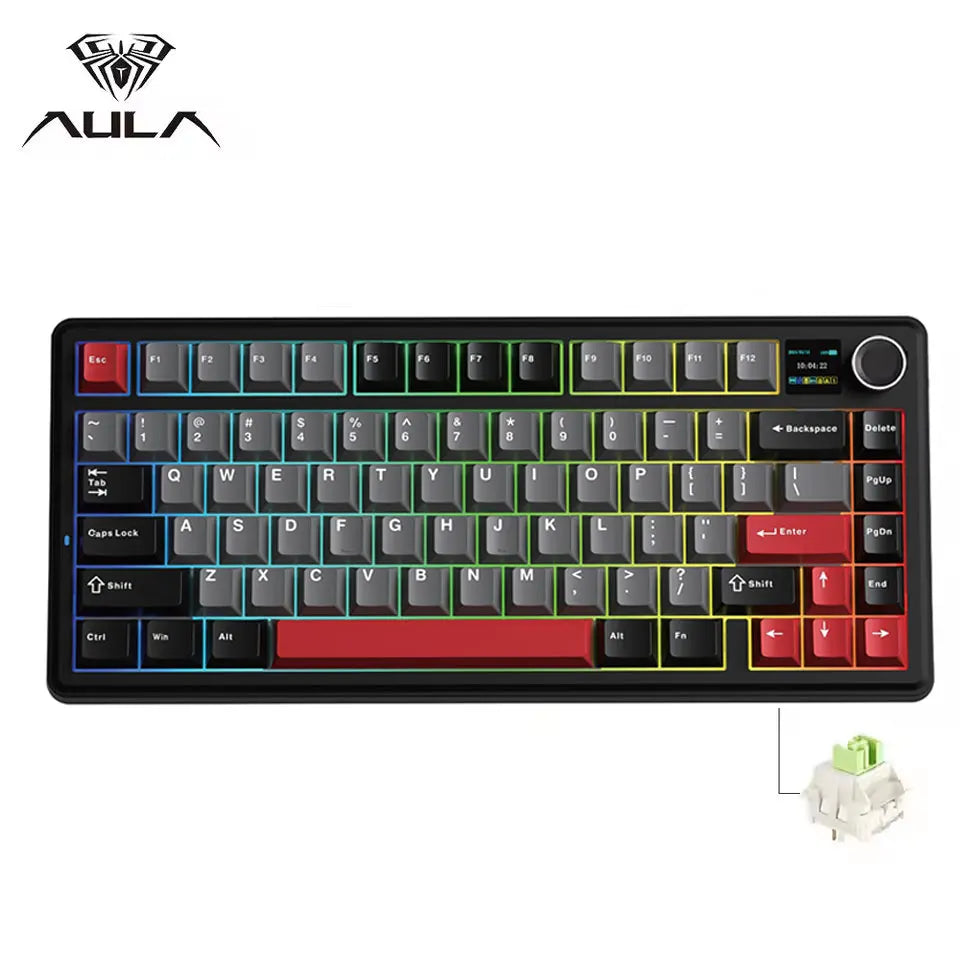 Aula F75 MAX Wireless Mechanical Keyboard With TFT Screen and Knob Gasket RGB Backlight Gaming Keyboard in 75% Layout Hot-Swap