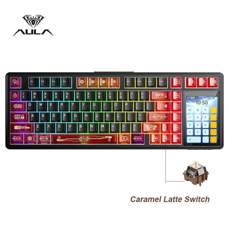 AULA L99 New Screen Display Gaming Keyboard Intelligent Screen Mechanical Keyboard 8000mAh 3 Mode Connection For E-sports Gifts