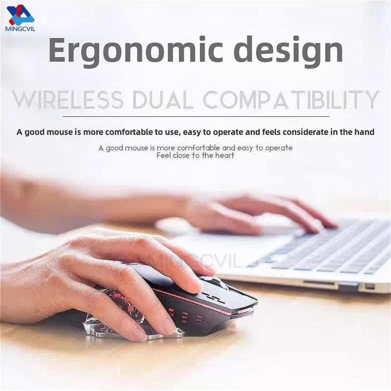 MINGCVIL Rechargeable Wireless Mouse Gaming Computer Bluetooth Mouse USB Mechanical E-Sports Backlight PC Mouse For Computer