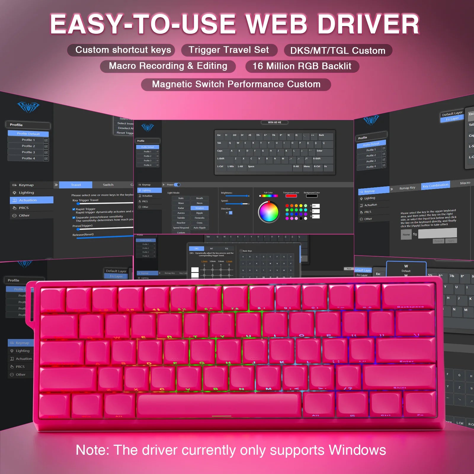 WIN60PRO Magnetic Switch Keyboard Rapid Trigger 8K Return RGB Hotswap 60% Layout Esports Gaming Keyboard