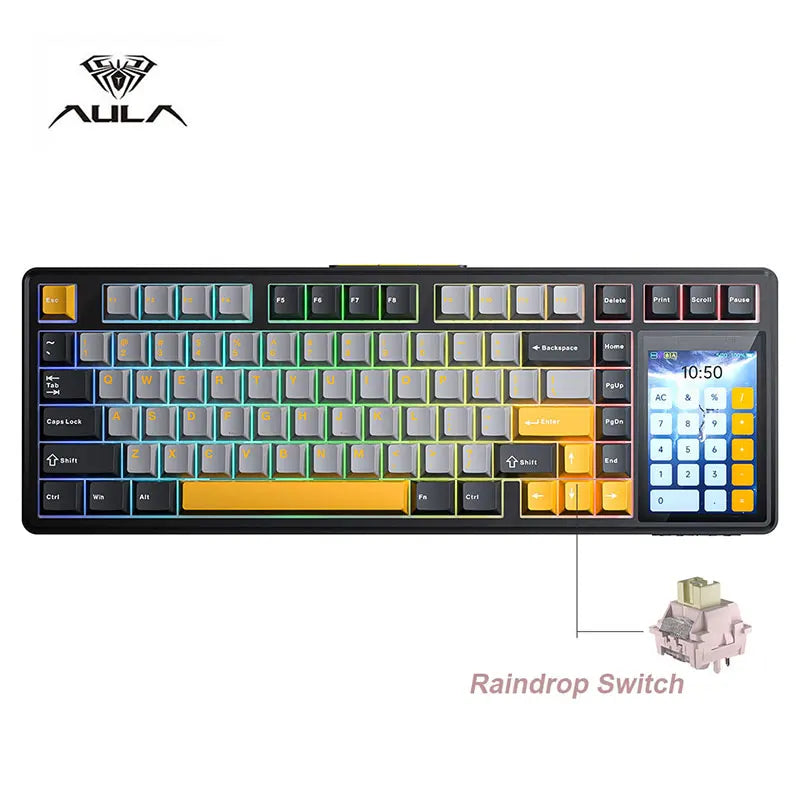 AULA L99 New Screen Display Gaming Keyboard Intelligent Screen Mechanical Keyboard 8000mAh 3 Mode Connection For E-sports Gifts